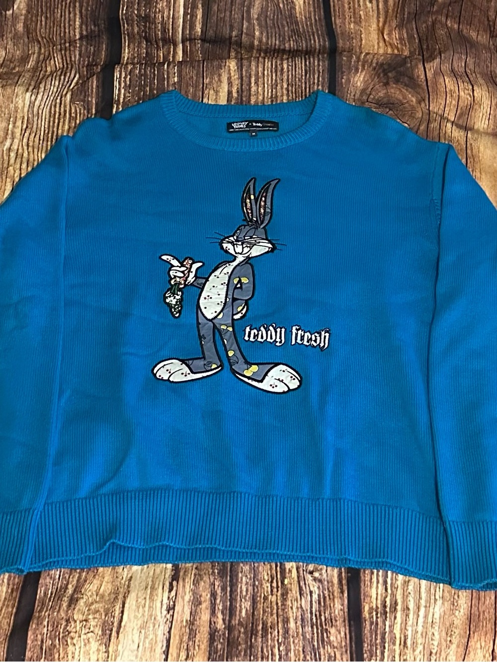 Teddy Fresh Bright Blue Bugs Bunny Crewneck Sweater
